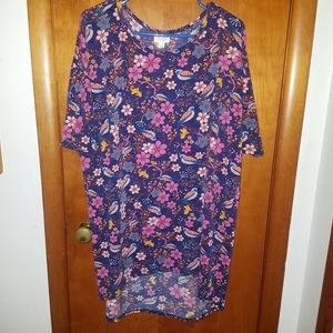 Lularoe Blue & Purple Bird & Flower Irma